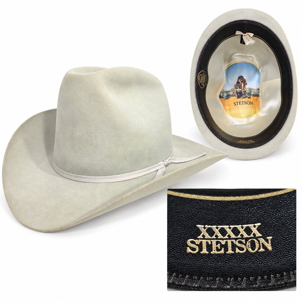 Vintage Stetson 5X Gray Beaver Felt Cowboy Hat Long Oval Size 7 1/2 XXXXX